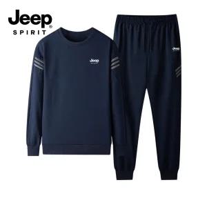 JEEP SPIRIT 남성 트레이닝세트 봄가을 라운드넥 심플한 빅사이즈 간절기 운동 세트