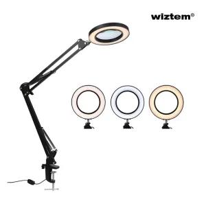 위즈템 대형 USB LED돋보기 접이식 확대경 조명 대형돋보기 스탠드돋보기 링라이트돋보기 usb돋보기