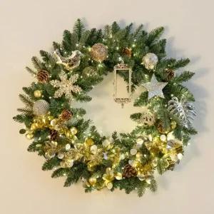 플라워트리 크리스마스 리스 벽장식 글리 러닝 골드 60cm 소품