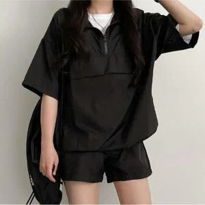 [콩심팥심]여성 캐주얼패션룩 깔끔한 반팔 반바지 트레이닝 세트