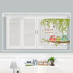 [다샵] 창문형 지퍼식 EVA 방풍 바람막이 행복부엉이 투명 180x150cm+찍찍이테이프 8EA