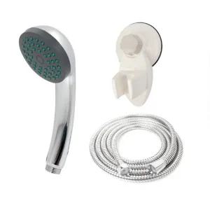 크롬 샤워기 소 메탈호스 B세트 1.5m 거치대 호스 절수형 샤워헤드 걸이 거치대 수전부속품 교체 호텔 욕조