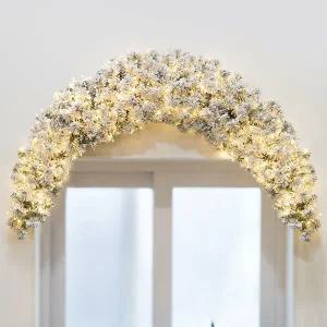 아트박스/플라워트리 크리스마스 스노우 가랜드 벽장식 눈쌓인 150cm 소품