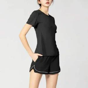 [콩심팥심]여자 검정 반팔 운동복세트 크로스핏 헬스장 스쿼시