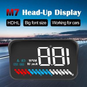 M7 자동 HUD 자동차 GPS 디스플레이 운전 속도계 전압 과속 오류 알림, OBD2 헤드업 피로 수온