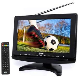 타일러 TTV706 10인치 휴대용 와이드스크린 1080P LCD TV, 탈착식 안테나, HDMI, USB, RCA, FM 라디오, 디지털 튜너, AV 입력, AC/DC, (3개)