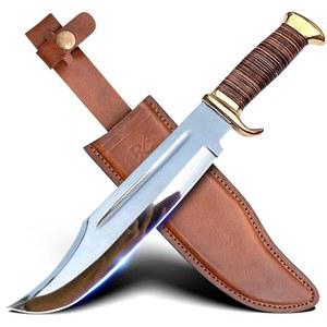 라이징 크래프트 14인치 악어 던디 고정 칼날 보위 나이프 칼집 생존 사냥용 칼 가죽 손잡이 용 남성용 선물