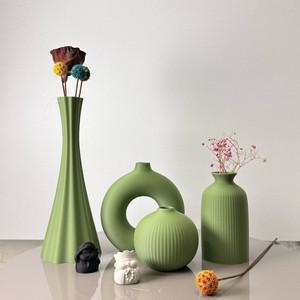 달항아리 화병 vase 도자기 유리 꽃병 침봉 옥꽃 오브제 백자 인테리어 보헤미안 스타일 꽃병 4개 세트, 말
