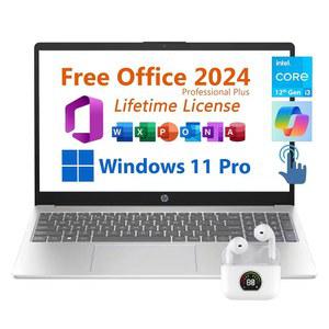 15.6인치 비즈니스 노트북, 무료 Microsoft Office 2024 평생 라이선스, 코파일럿 AI 채팅, HD 터치스크린 디스플레이, 인텔 6코어 i3-1215U 4.4GH