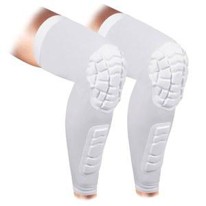 조디 레슬링 무릎 보호대 압박 다리 소매(무릎 보호대와 종아리 포함), 축구, 농구, 배구용 정강이 포함 1쌍 보호대(화이트_M_2개)