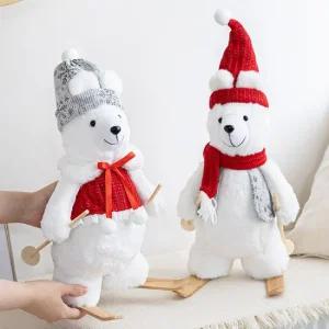 크리스마스 곰 인형 대형 장식 스키타는 베어 22x46cm 2타입 소품 용품 오너먼트 이벤트 파티 매장 꾸미기
