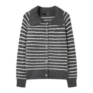 [BNX]카라넥 스트라이프 니트 가디건 (BX4CD010L0)