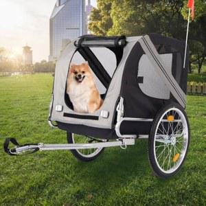 도그 바이크 트레일러, 최대 66/88/100파운드 지원, 펫 카트 자전거 캐리어, 퀵 릴리즈 휠이 있는 간편한 접이식 프레임, 범용 커플러, 리플렉터, 플래그,