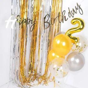 은박 수술 커튼 생일 이벤트 포토존 파티 커튼 기념일 장식 골드 실버