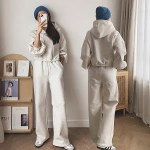 여성 기모 후드티 밴딩 팬츠 트레이닝 세트 츄리닝 꾸안꾸 -WPST0322- 겨울
