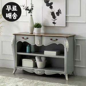 [벤티스가구]엘린 엔틱 콘솔 수납장 원목 거실 현관 테이블 콘솔 수납장 복도장 서랍장 그레이