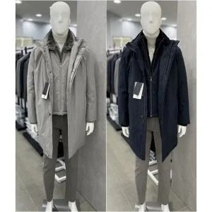 남자 프리미엄 구스다운 카라 렉스 토끼털 탈부착 패딩 코트형 롱점퍼 2컬러JK 410729