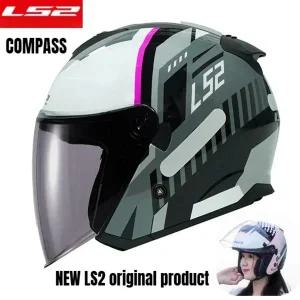 바이크 오토바이 반모헬맷 LS2 OF626 COMPASS 헬멧 사계절용 하프 이중 렌즈 안티포그 오픈 페이스 모토