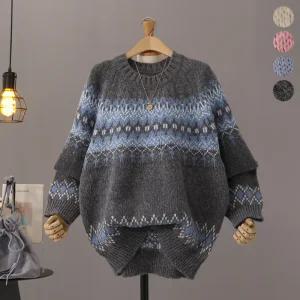 [모노시크] 프레브 노르딕 배색 오버핏 니트_MNKT246