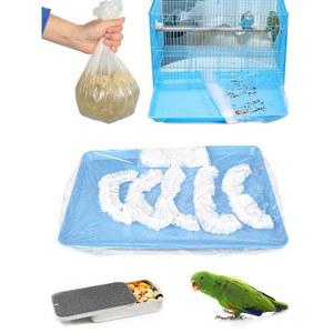 Niwaes 일회용 새장 라이너 투명 플라스틱 잉꼬 케이지 백 - 50개 앵무새 트레이 핀치 카나리아 코카티엘 새장용 범용 필름 액세서리