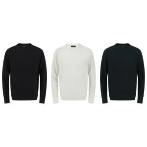 [앤드지](타임스퀘어점패션관)겨울철 따듯한 남성 세미오버핏 메리노울 라운드 니트 3종 1택 모음 BSF4E...