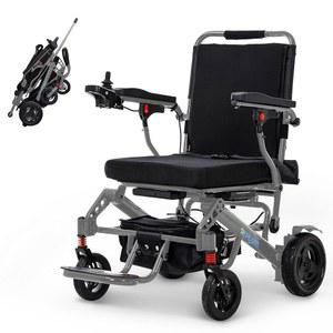 성인용 초경량 접이식 노인용 전동 휠체어 전 지형 항공사 승인 다크그레이, 풀바 장착