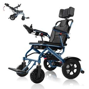 성인용 전동 휠체어, 노인용 리클라이닝 초경량 39Lbs 접이식 소형 리프팅 팔걸이, 탈착식 배터리, 모든 지형