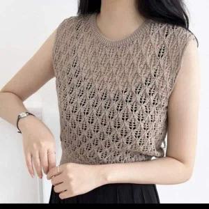 [콩심팥심]DJJ1055 썸머 스카시 니트조끼 크롭나시 그물 조끼