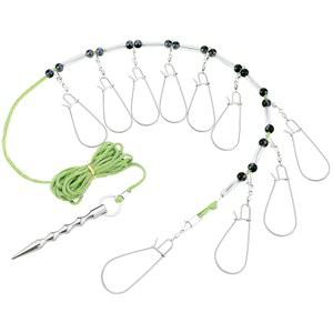 송어 농어 연어를 위한 16피트 낚시 스트링거 낚싯줄 홀더 10 스테인리스 스틸 스냅 훅과 헤비 듀티 그라운드 스파이크가 있는 Seenelling Fish Stringer Holder