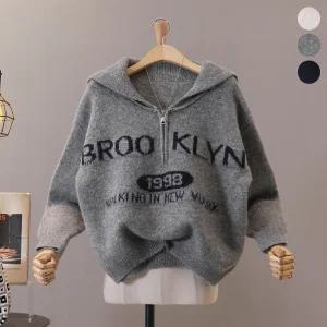 [모노시크] 멜로즈 브루클린 세일러 카라 반집업 니트_MNKT254