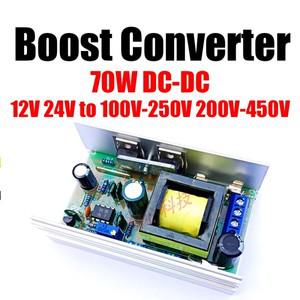 70W DC-DC 12V 24V ~ 160V 200V-450V 전압 조정 가능한 부스트 전력 변환기 Nixie 시계 튜브 증폭기 커패시