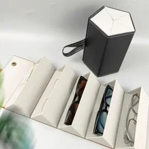 고급 가죽 선글라스 5구 하드 케이스 접이식 안경걸이 집 보관 통 선글라스 휴대용 썬그라스 케이스 안경