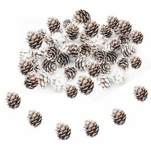 180 PCS 소박한 미니 솔방울 화이트 크리스마스 스노우 장 추수감사절 가을 집 파티 DIY 공예품 및 선물용 나무 프로스팅