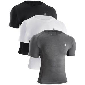 런히트 3팩 남성용 컴프레션 셔츠 반팔 운동 티셔츠 쿨 드라이 탑 스포츠 베이스 레이어 언더셔츠