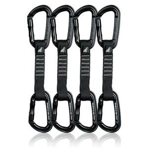 퓨전 클라이밍 4팩 12cm 전술 군사 구조 퀵드로우 세트(콘티구아 스트레이트 게이트 블랙/콘티구아 블랙 카라비너 포함)