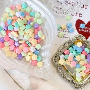 [10g]관통형 아크릴 9mm 파스텔 꽃별 믹스 PAB98-1 비즈공예 키링재료