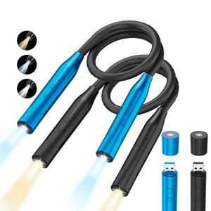 일반적인 2Pcs LED 목 독서등, 3색 및 3밝기, 380 회전, 충전식, 80시간 지속, 독서, 뜨개질, 캠핑에 적합합니다