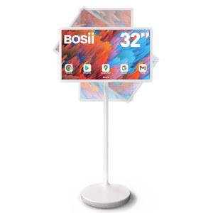 BOSII 32인치 휴대용 TV 터치스크린 - 6GB RAM + 128GB 스토리지 1080P FHD 모니터 롤링 TV, 내장 148Wh 배터리 안드로이드 13 OS 리모컨 포함