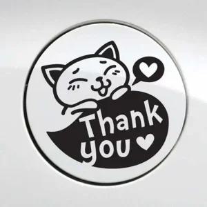 익스테리어용품 땡큐 야옹이 자동차 주유구스티커-블랙
