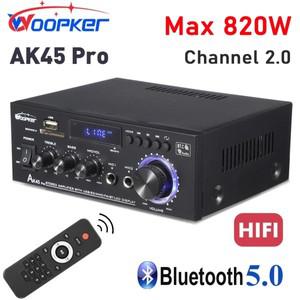 Woopker 스테레오 전력 증폭기 AK45 Pro Max 820W 2 채널 Bluetooth 5.0 홈 시어터 자동차 노래방 용 Hi-Fi