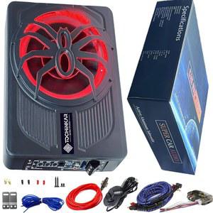 2025년 업그레이드 10인치 800W 슬림 언더시트 파워 서브우퍼 카 스피커, 레드 LED 앰비언트 라이트가 장착된 오디오, 고/저레벨 입력, 증폭기 및 배선 키트에 내장된 카/트럭 오디오 서 브, 서 브 앰프 콤보