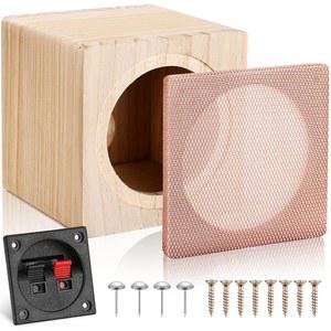 Facmogu 4인치 솔리드 우드 스피커 인클로저, DIY 자동차 또는 트럭 오디오 커스텀용 캐비닛 인클로저 언로드 박스, 흡음 면 및 단자