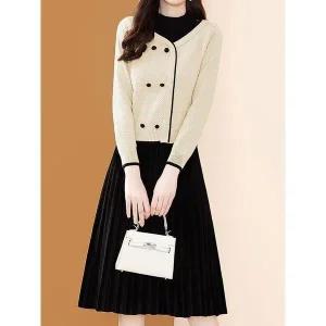 [하프클럽/] 플리츠벨벳니트원피스_B5W0237