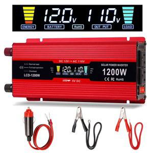 일반 차량용 파워 인버터 1200W, LCD 디스플레이가 장착된 DC 12v ~ 110v AC 컨버터 및 트럭 RV 차량용 AC 콘센트 12V 인버터