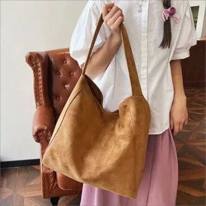 스웨이드 쇼퍼백 여성 데일리 빅사이즈 가방 가을 겨울 숄더백 2색