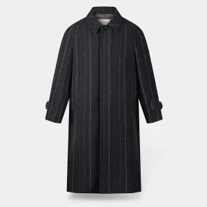 [비르반테](강남점)울 블렌드 스트라이프 발마칸 코트 - 차콜