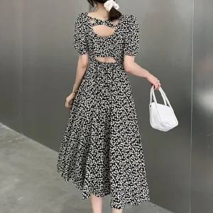 (빠른배송) 앵두패턴 패턴롱 휴양지 뒷트임 단정한 패턴 롱원피스 여름 휴양지룩 신혼여행룩 코디