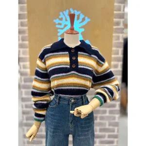 [레코브](신세계 사우스시티)헤어리 스트라이프 카라니트(LC31EZKN622X)