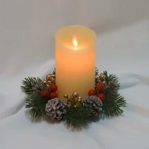 LED 전자양초-축복의 성탄 리스 15cm 대림 성탄초 무드등 램프