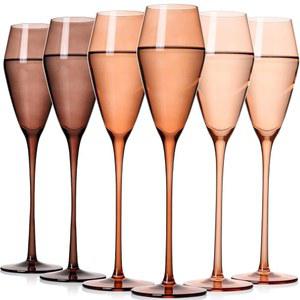 JOVGANG 비너스 샴페인 플루트 세트 6-7.5온스 핸드 블로우 무연 크리스탈 샴페인 잔, 가을 샴페인 플루트, 결혼식용 우아한 샴페인 잔, 새해 전야, 졸업식
